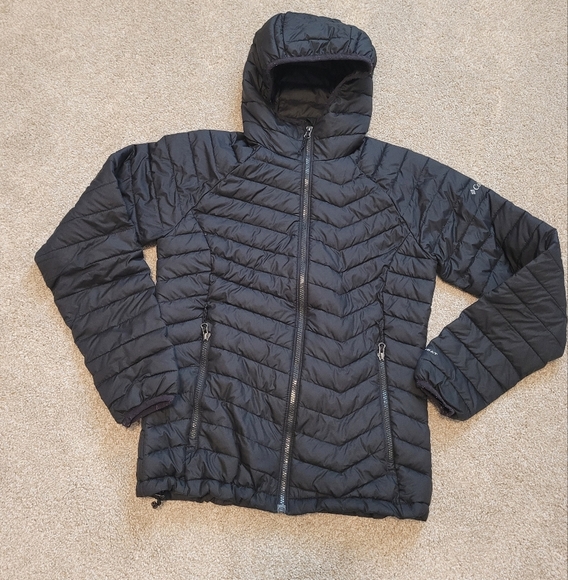 Columbia Womens Powder Lite Omni-Heat Black Hooded Zip Up Jacket Size Medium - Picture 3 of 8